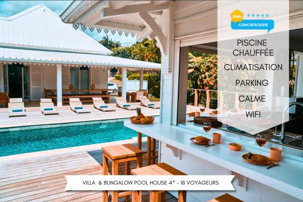 Villa Jasmin & Bungalow Pool House 4 étoiles - 18 voyageurs, Reservar  Hotéis em Mon Caprice com Piscina, Piscina